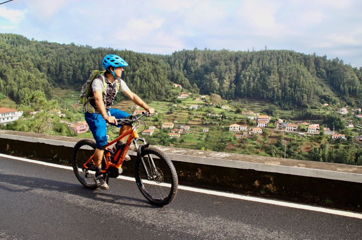 E-biker on a mountain street